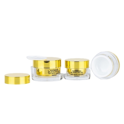 15g 30g 50g Vidrio de crema cosmética acrílica de doble pared con tapa dorada Botella de esmalte de uñas