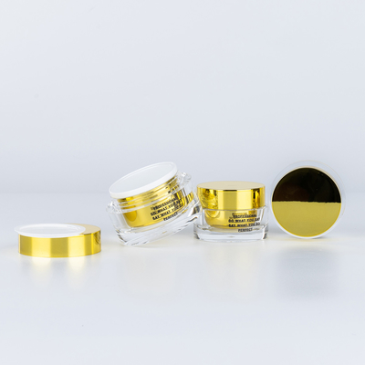 15g 30g 50g Vidrio de crema cosmética acrílica de doble pared con tapa dorada Botella de esmalte de uñas