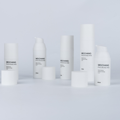Botella de la bomba de loción sin aire de material PP para loción corporal 15ML 30ML 50ML Blanco redondo 0.25ML