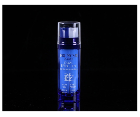 Botella cosmética de color sin aire 25ml con grabado en el interior como emulsión de lujo de botella interna doble