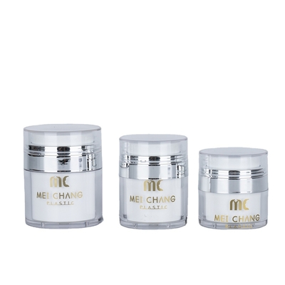 Cosméticos 15ml 30ml 50ml Jar sin aire Forma redonda Embalaje de plástico Impresión en pantalla Caja de cartón Contenedor cosmético